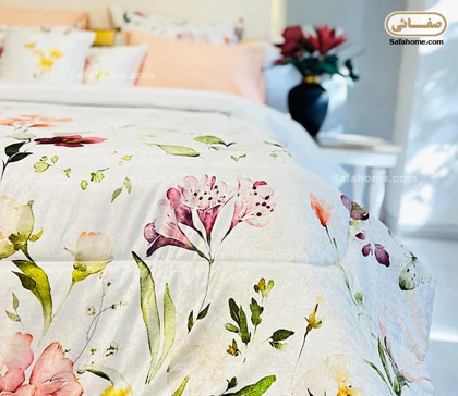 روتختی یک نفره مخمل 4 تکه طرح فیوری پشت کتان صفاهوم