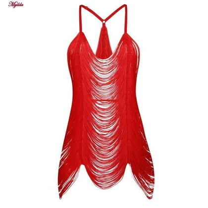 لباس خواب فانتزی زنانه ریش ریشی قرمز کد 4438-9726