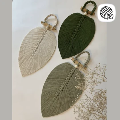 دیوار کوب مکرومه بافی 3 برگ مدل آویز