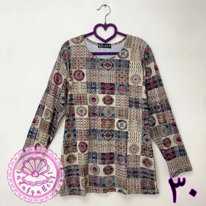 بلوز نخی پنبه‌ای آستین بلند قواره بزرگ زنانه (کالکشن 3)