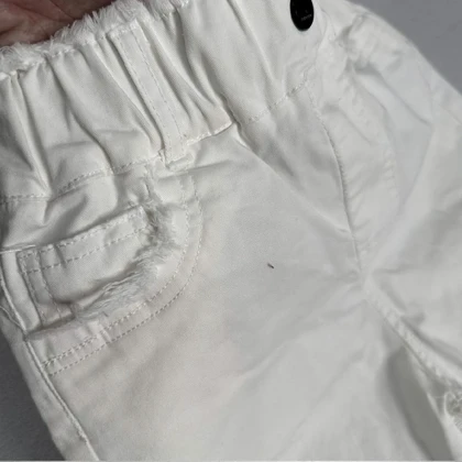 شلوار کتان سفید خارجی دخترانه پایین ریش دار