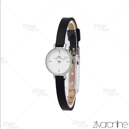 ساعت دنیل ولینگتون زنانه گرد مینی قاب سیلور صفحه سفید بند چرم 106770