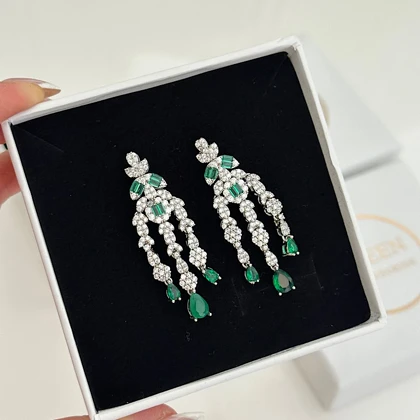 گوشواره آویز طرح جواهر کد 674