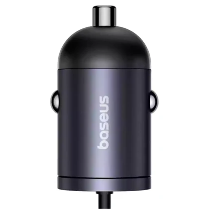 شارژر فندکی فست شارژ ماشین تایپ سی 30 وات بیسوسBaseus C00035001121-01 همراه با کابل متصل لایتنینگ