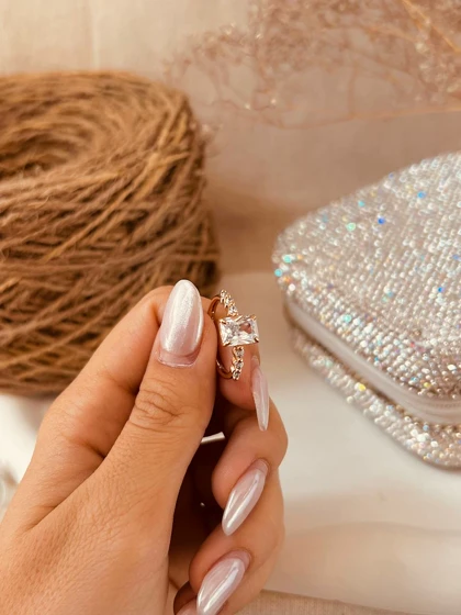 انگشتر نگین مستطیل جواهری ژوپینگ