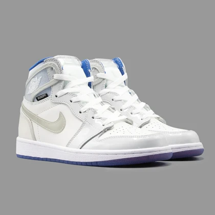 نایکی جردن 1 زوم سفید آبی ساق‌دار Nike Air Jordan 1 Retro High Zoom White Racer Blue