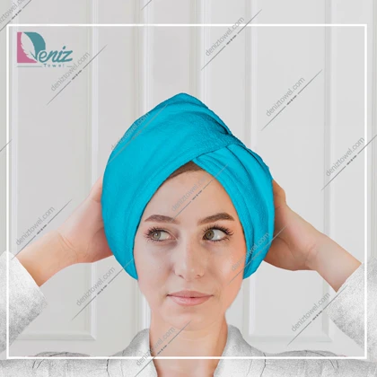 حوله سر طرح ساده مدل کلاه پیچ رنگ سبز آبی