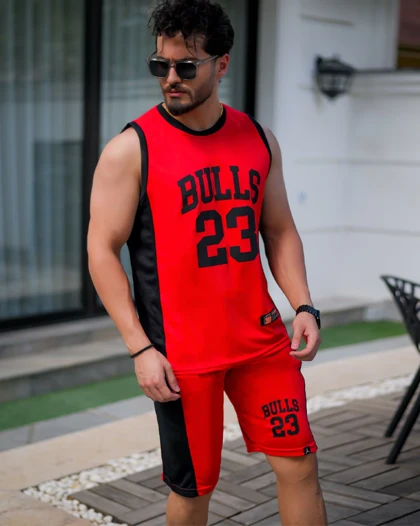 ست تاپ شلوارک Bulls (قرمز)