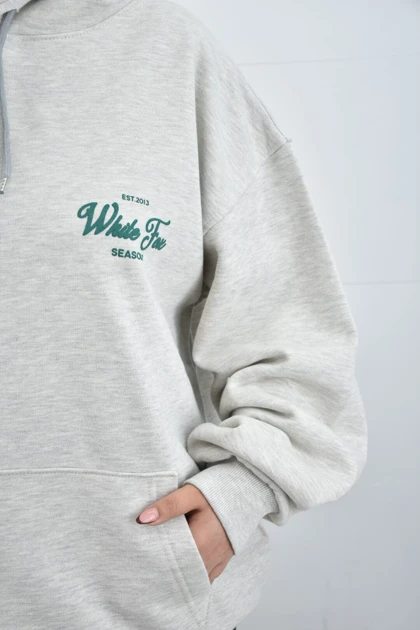 هودی سه نخ داخل کرکی یونیسکس ضخیم white