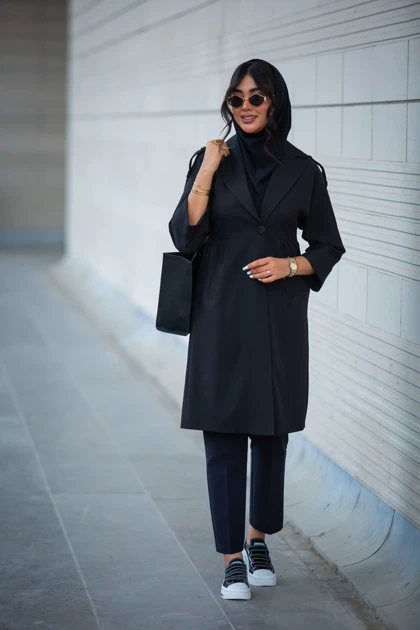 مانتو بزایاق بلند کمر چین‌دار