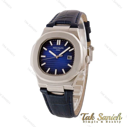 ساعت پتک فیلیپ ناتیلوس مردانه نقره ای بند چرم سرمه ای Patek-5002-L