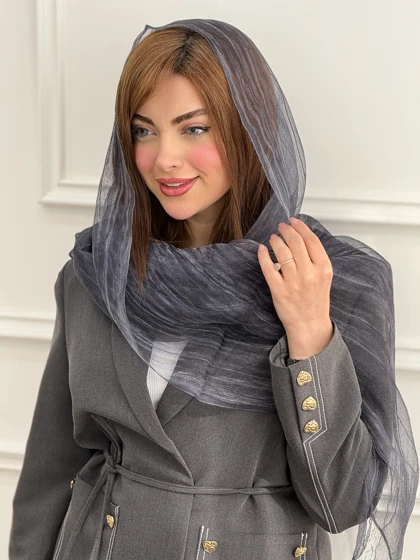 شال حریر شیشه ای راه راه