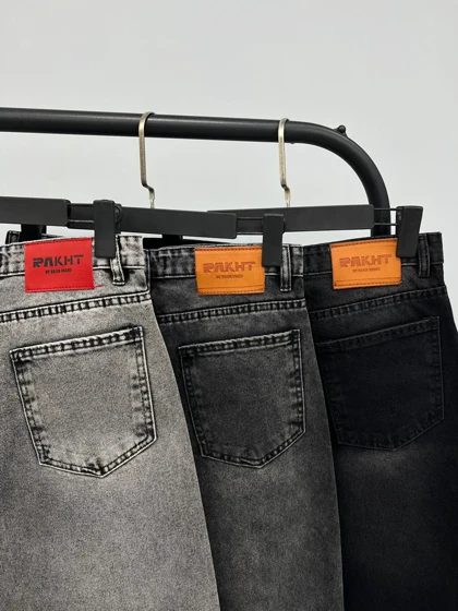 شلوار رگولار جین ذغالی و طوسی