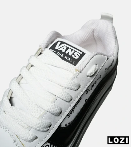 کفش اسنیکرزونس مردانه و زنانه سفید مشکی VANS x Supreme مدل 8215