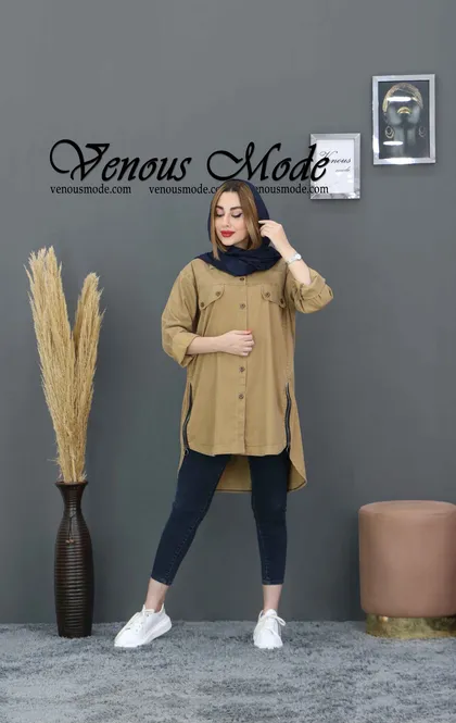 شومیز جین بغل زیپ رنگی
