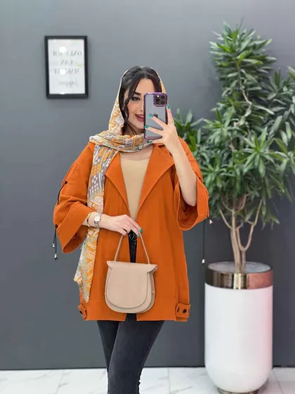 مانتو لینن آستین گت ضربدری