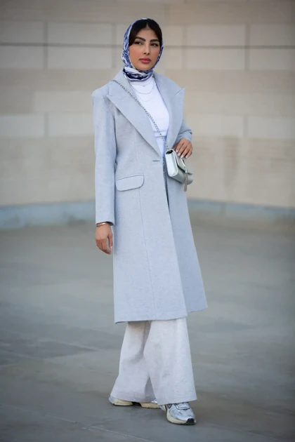 پالتو فوتر بلند ماوی ( پاییزه و زمستانه)