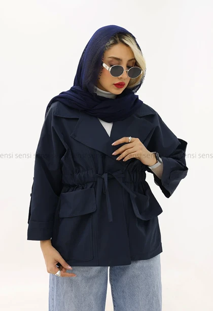 بارانی کمرکش کتان کد1004289