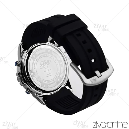 ساعت الکسا پریمیر A0102 مردانه سه موتوره قاب سیلور بند رابر مشکی 106211