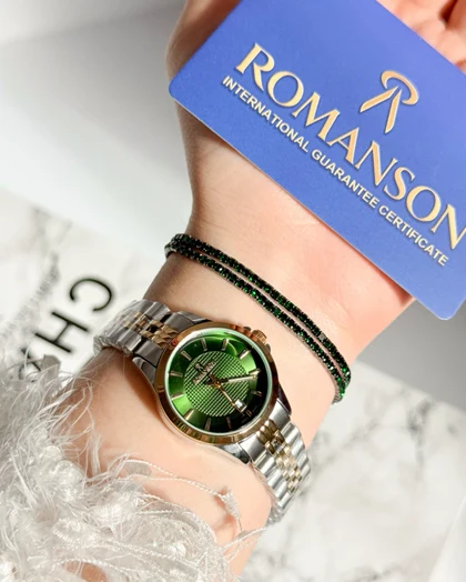 ساعت زنانه صفحه سبز برند ROMANSON موتورژاپنی با کارت ضمانت 12ماهه تصویر دوم ارسال رایگان