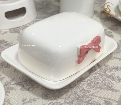 سرویس صبحانه خوری دوژان طرح پاپیون صورتی 25 پارچه