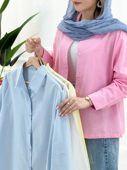 شومیز آستین بلند دکمه دار یاسمین