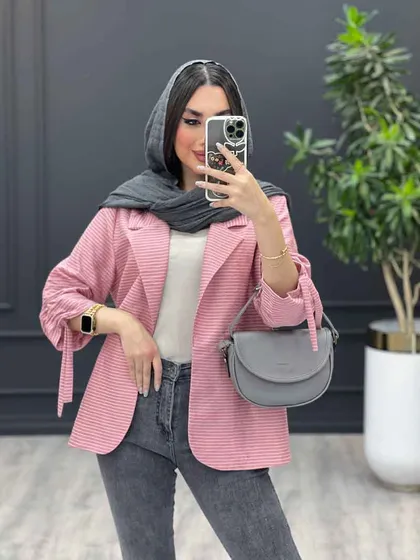 مانتو راه راه آستین گت دار