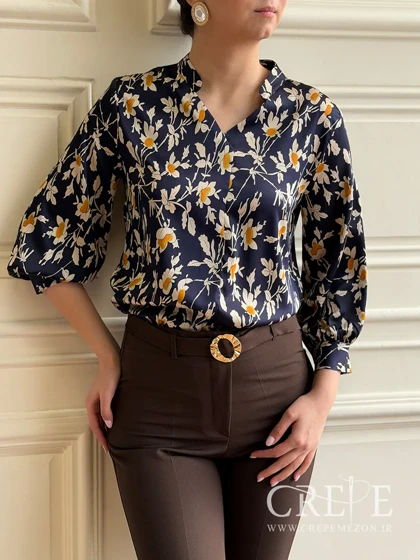 شومیز یقه سه سانت گل‌دار