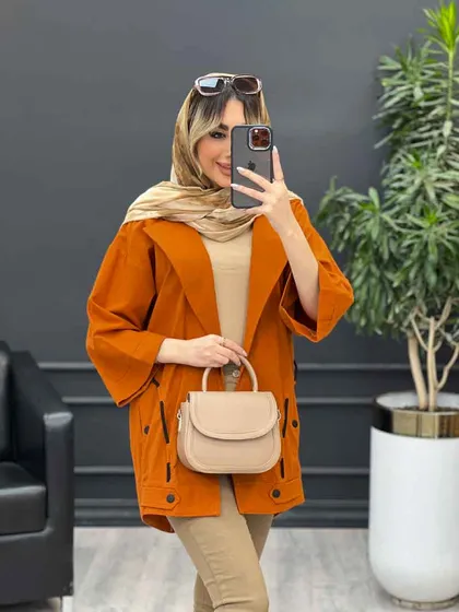 مانتو لینن بند نما جیب دکمه