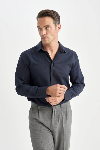 بازگشت به Navy Blue Blue Modern Fit Polo Yaka Texture پیراهن آستین بلند E0475AX24AU E0475AX24AU