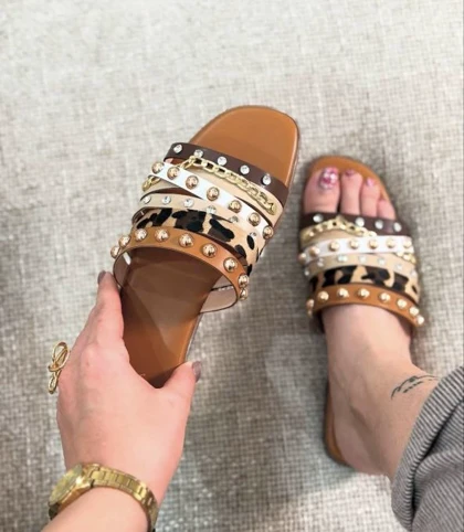 صندل زنانه پرچی نگینی