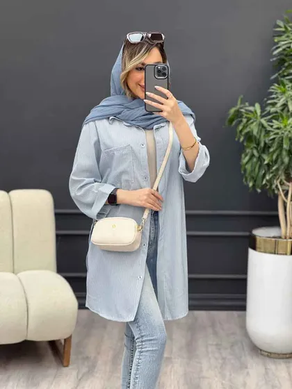 مانتو راه راه بغل سه دکمه