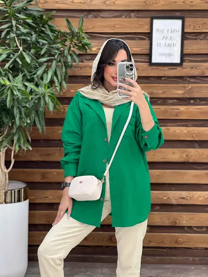 مانتو شومیزی دو جیب برش‌دار