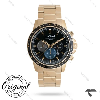 ساعت مردانه لاکسمی 8181-2 کورنوگراف طلایی صفحه مشکی Laxmi-9325-G