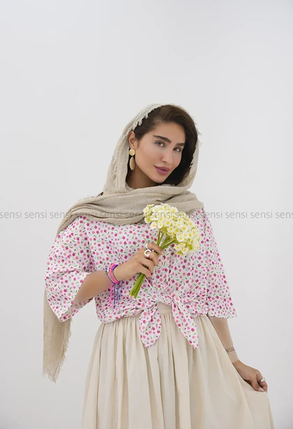شومیزآستین 3ربع طرح دارکد1002804