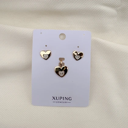 نیم ست قلب تخت نگین‌دار ژوپینگ بدون زنجیر