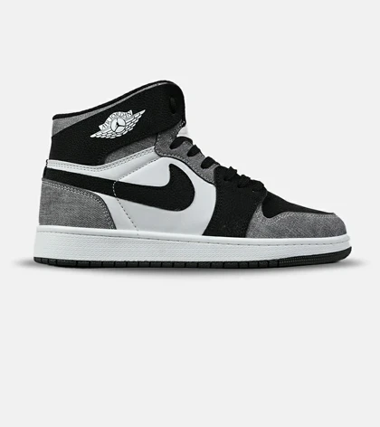 کفش کتانی ساق‌دار مردانه و زنانه مشکی طوسی سفید نایک NIKE jordan 1 مدل 7784