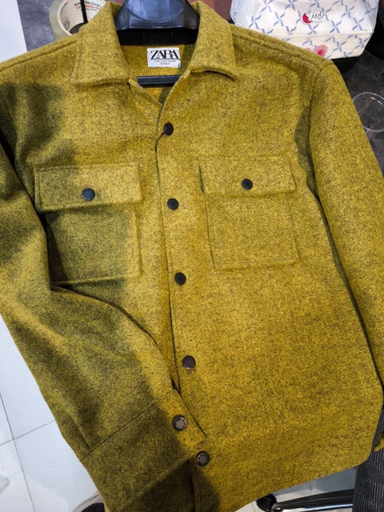 کت فوتر خردلی دودی فوق‌العاده خاص و ضخیم استایل اولد مانی آزاد باکسی