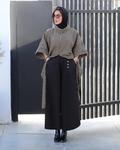 کار دوتیکه شتل به همراه دامن شلواری کد 2262