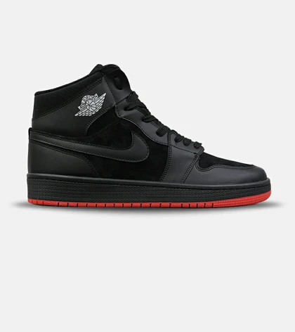 کفش کتانی بزرگ پا ساق‌دار مشکی قرمز NIKE AIR Jordan 1 مدل 8955