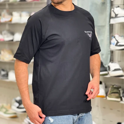 تیشرت مردانه چاپی طرح پرنده رنگ مشکی