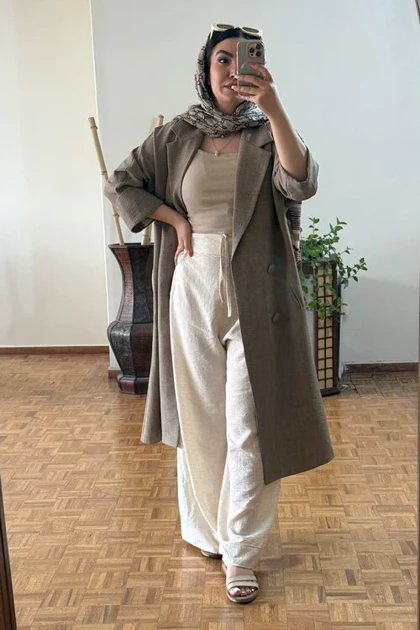 کت بلند یقه انگلیسی لینن