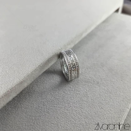 انگشتر ژوپینگ زنانه نقره ای دور نگین 30302