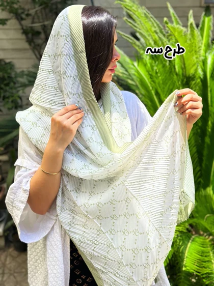 شال پلیسه سبز تابستانه 3905