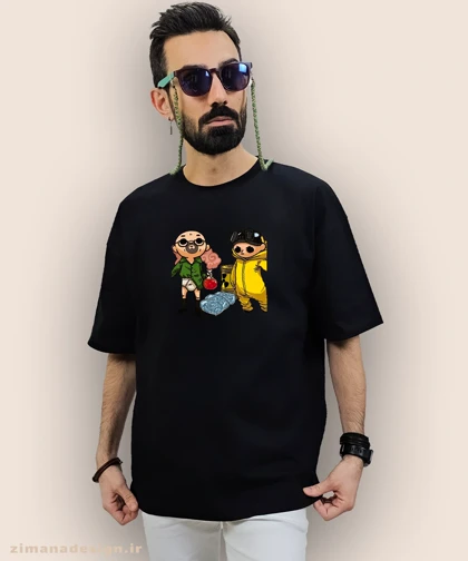 تیشرت لش مردانه و زنانه طرح بریکینگ بد شخصیت والتر وایت و جسی پینکمن کد 886