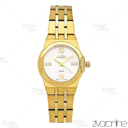 ساعت الکسا اسپشیال زنانه طلایی صفحه سفید 106143