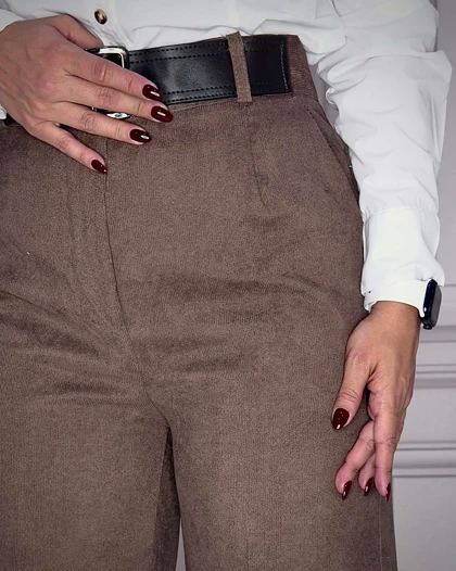 خرید شلوار بگ مخمل کبریتی شتری زنانه Women's Camel Corduroy Baggy Pants کد 914106