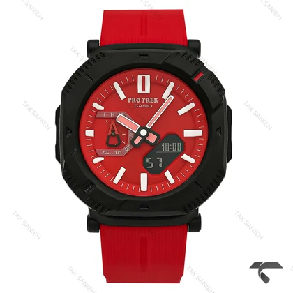 ساعت کاسیو پروترک مردانه قرمز مشکی بند رابر Protrek-10161-G