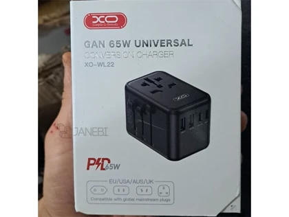 تبدیل پریز برق چندکاره و شارژر دیواری مسافرتی دو سوکت و دو یو اس بی و 3 تایپ سی ایکس او WL22