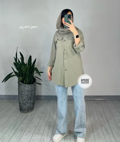 مانتو مداد رنگی پسته (ایراددار)